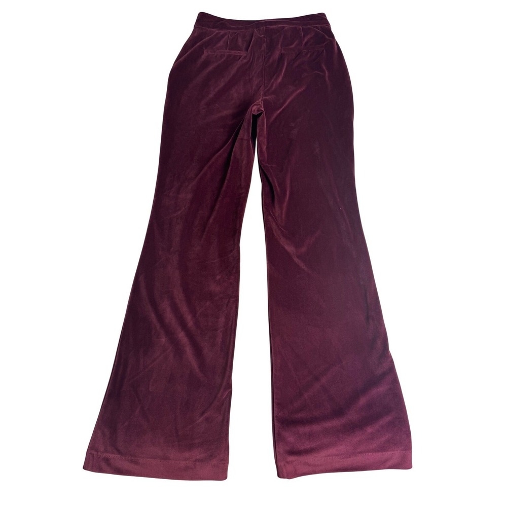Royalcore Burgundy‎ Velvet Flares Wide Leg Sailor Pants Gold Buttons Size 2 - Picture 7 of 7